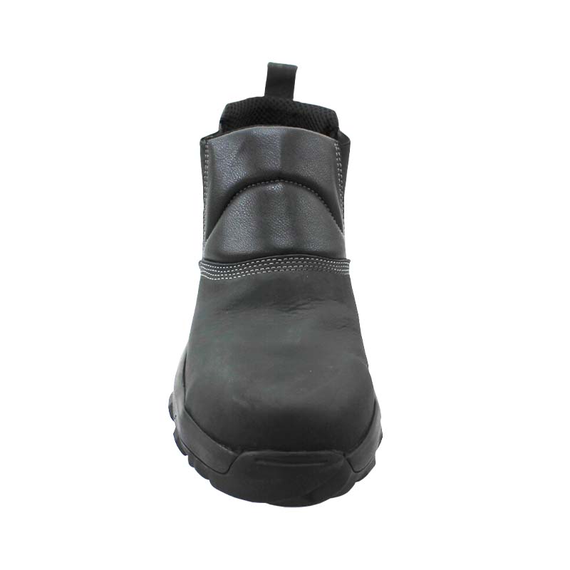 Bota de Seguridad Industrial Tipo Chelsea en Cuero Negro con Cinta Reflectiva