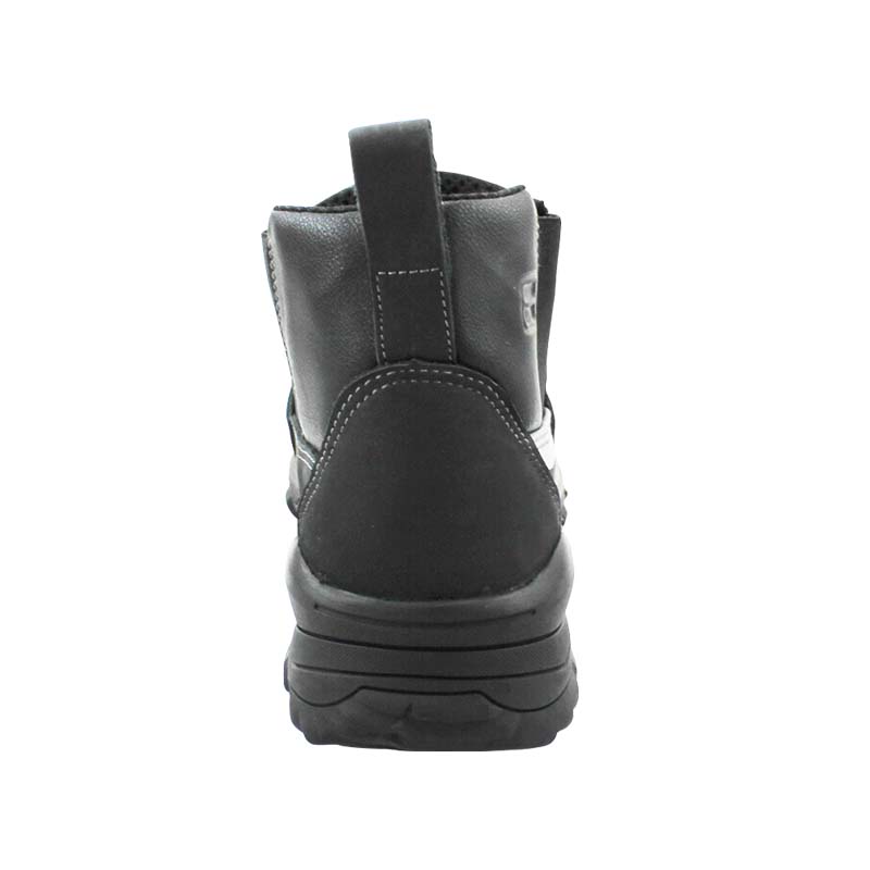Bota de Seguridad Industrial Tipo Chelsea en Cuero Negro con Cinta Reflectiva