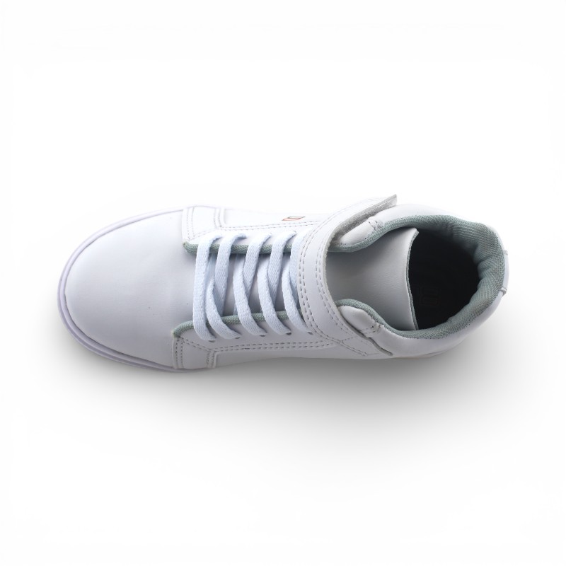 Botín Escolar Deportivo Blanco con Ajuste de Velcro y Cordón