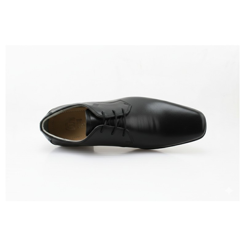 Zapato Escolar Joven Negro Buestán - 100% Cuero Vestir Puntera Cuadrada