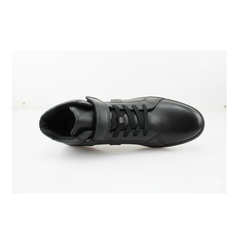Botín Escolar Niño Negro Buestán - 100% Cuero Botín Velcro y Cordón