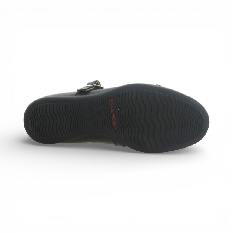 Zapato Escolar Niña Negro Buestán - 100% Cuero Mary Jane Mariposa