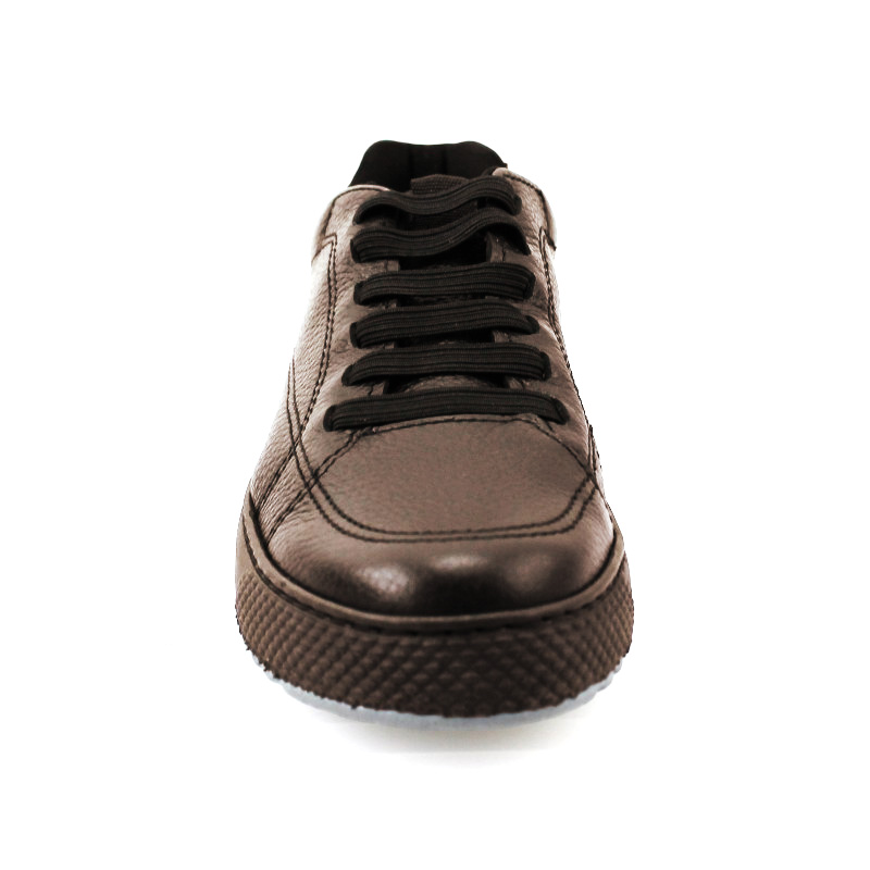 Zapato Escolar Café Buestán - 100% Cuero Granulado Deportivo Elástico