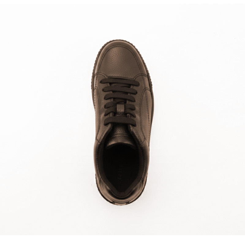 Zapato Escolar Café Buestán - 100% Cuero Granulado Deportivo Elástico