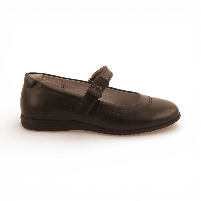 Zapato Escolar Niña Café Buestán - 100% Cuero Mary Jane Moño Pega