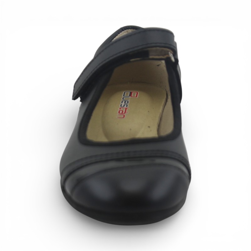 Zapato Escolar Niña Negro Buestán - 100% Cuero Mary Jane Puntera Charol
