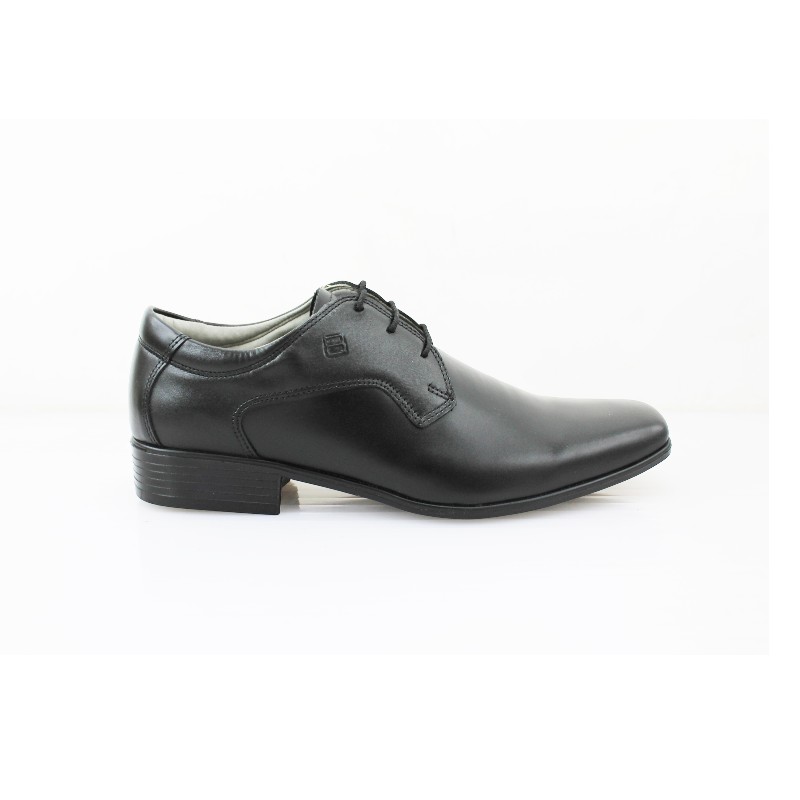 Zapato Escolar Joven Negro Buestán - 100% Cuero Vestir Puntera Cuadrada