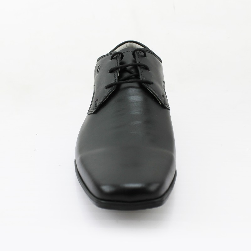 Zapato Escolar Joven Negro Buestán - 100% Cuero Vestir Puntera Cuadrada