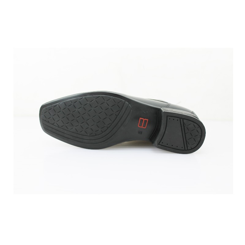 Zapato Escolar Joven Negro Buestán - 100% Cuero Vestir Puntera Cuadrada