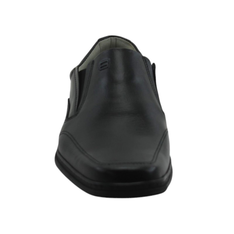 Zapato Escolar Joven Negro Buestán - 100% Cuero Mocasín Puntera Cuadrada