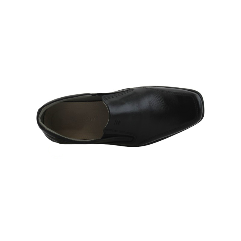 Zapato Escolar Joven Negro Buestán - 100% Cuero Mocasín Puntera Cuadrada