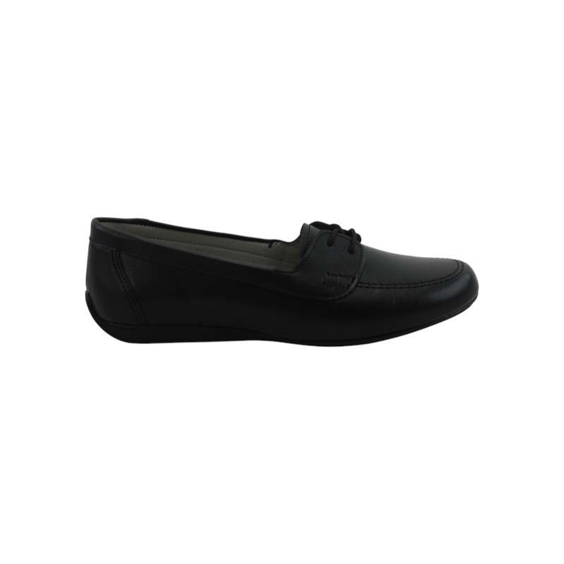 Zapato Escolar Niña Negro Buestán - 100% Cuero Mocasín Cordones