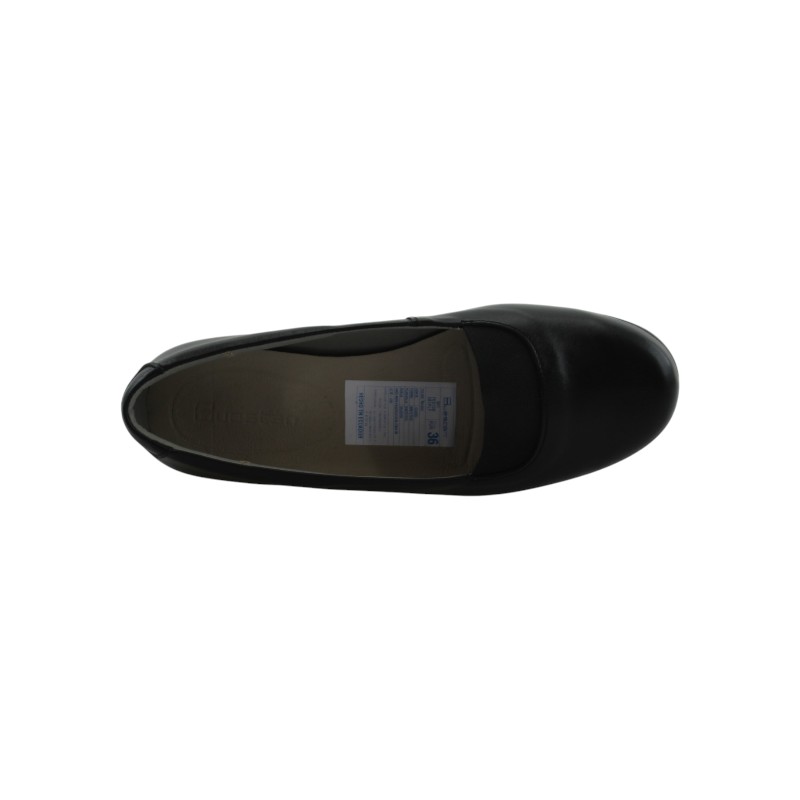 Zapato Escolar Niña Negro Buestán - 100% Cuero Balerina Elástico Central