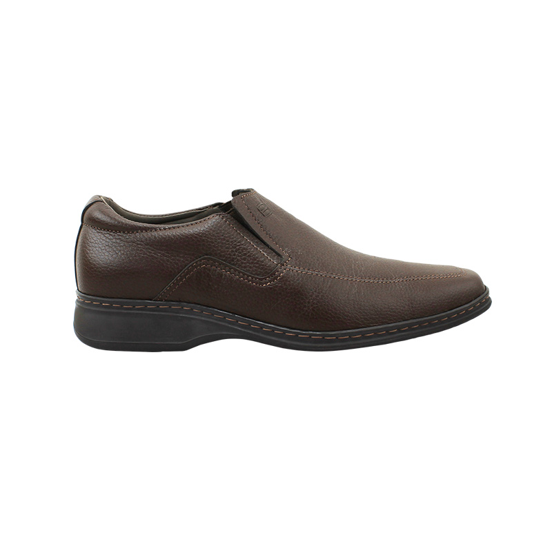 Zapato Escolar Joven Café Buestán - 100% Cuero Granulado Slip-On Mocasín