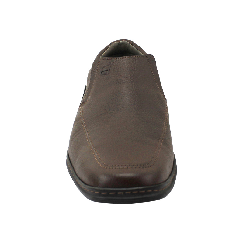 Zapato Escolar Joven Café Buestán - 100% Cuero Granulado Slip-On Mocasín